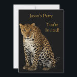 Invitation Anniversaire Leopard Sur Noir<br><div class="desc">Invitation Leopard sur Black. Partie de l'événement</div>