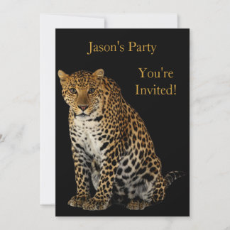 Invitation Anniversaire Leopard Sur Noir
