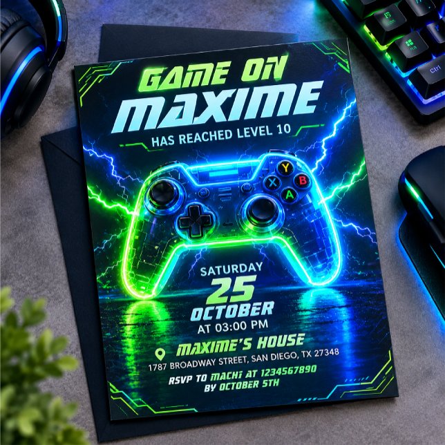Invitation Anniversaire Level Up (Créateur téléchargé)