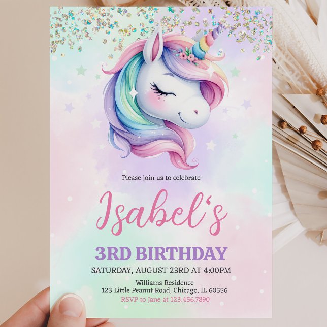 Invitation Anniversaire Licorne (Créateur téléchargé)