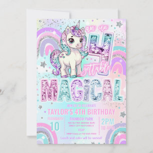 Invitation Anniversaire licorne 4 ans magique inoubliable