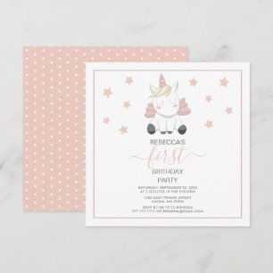 Invitation Anniversaire Licorne Douce Et Étoiles 