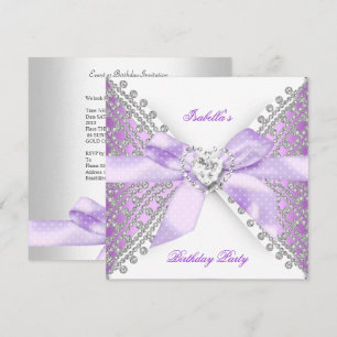 Invitation Anniversaire Lilac Purple Silver White Diamond
