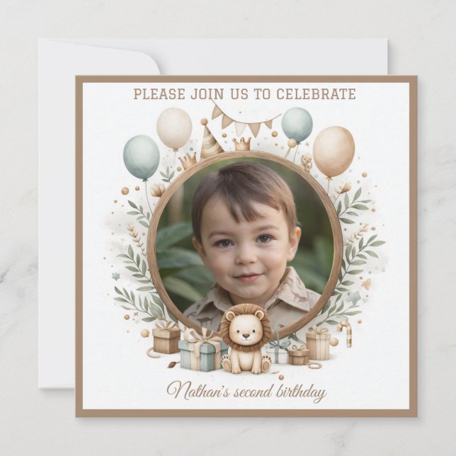 Invitation Anniversaire Lion Cub Cadre photo (Devant)