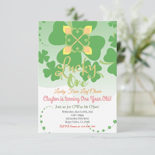 Invitation Anniversaire Lucky One Party (Debout devant)