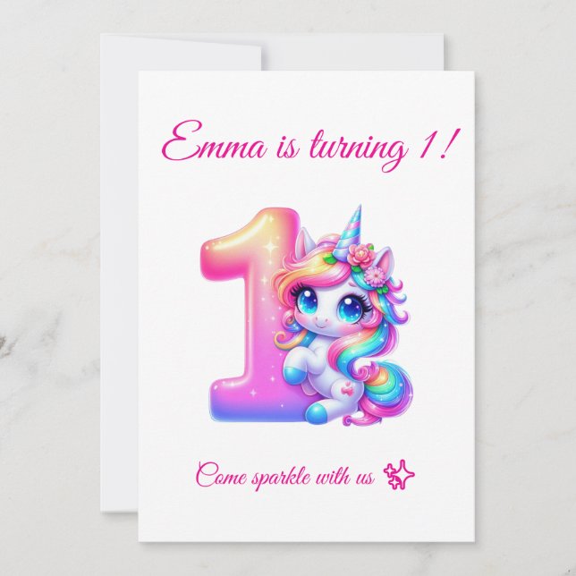 Invitation anniversaire magique 1 an Modifiable (Devant)