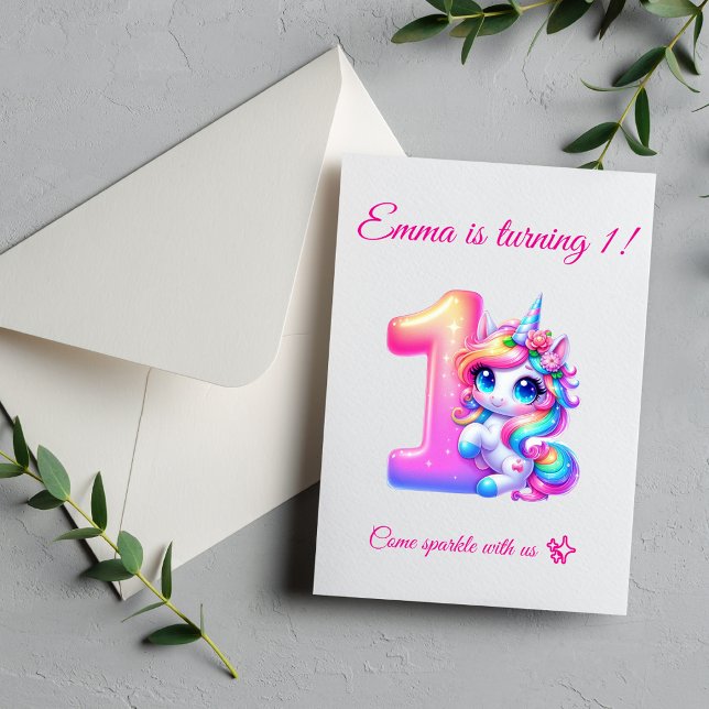 Invitation anniversaire magique 1 an Modifiable (Créateur téléchargé)