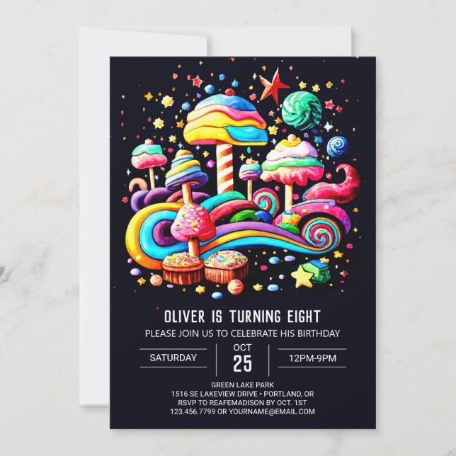 Invitation Anniversaire magique de Candyland (Devant)
