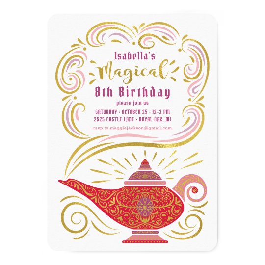 Invitation Anniversaire Magique De Lampe Magique Zazzle Fr