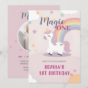 Invitation Anniversaire Magique de Licorne 1 an