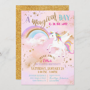 Invitation Anniversaire magique de l'Unicorne Pegasus
