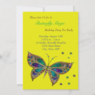 Invitation Anniversaire magique des papillons
