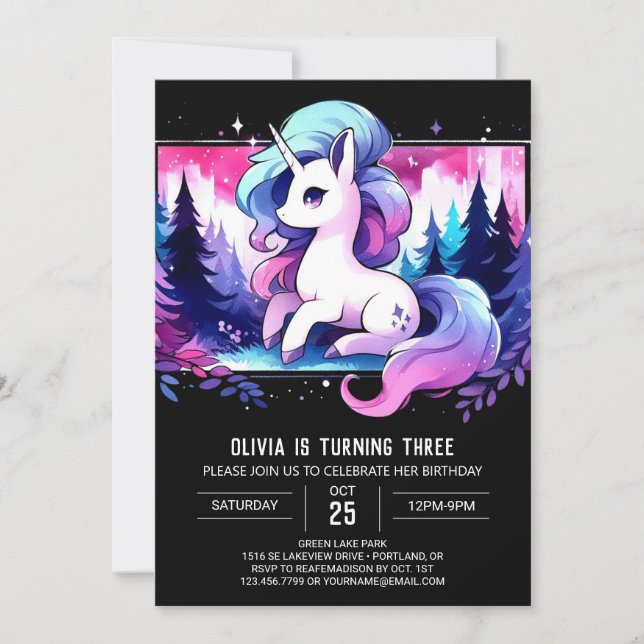 Invitation Anniversaire Magique du Boho Horse (Devant)