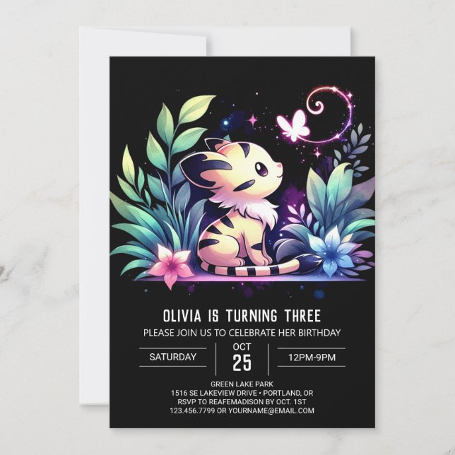 Invitation Anniversaire magique du tigre des bois (Devant)