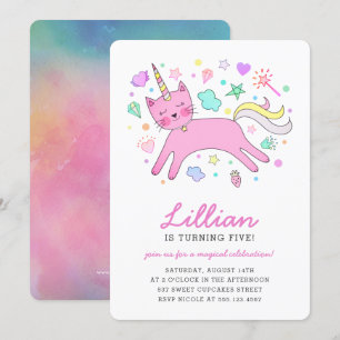 Invitation Anniversaire magique mignon de Caticorn