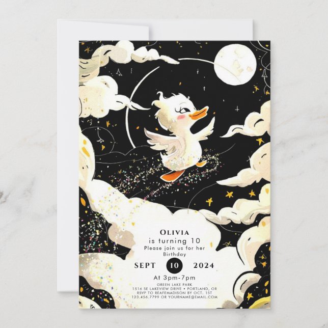 Invitation Anniversaire Magique Pastel Duck (Devant)
