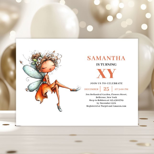 Invitation anniversaire magique pastel pour une mi (Cute Fairy Girl 2nd Birthday Magical Pastel invitation)