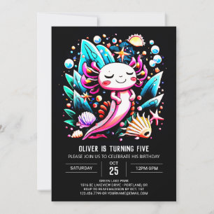 Invitation Anniversaire magnifique Axolotl