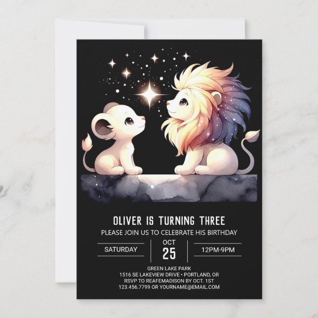 Invitation Anniversaire Majestic Boho Lion (Devant)
