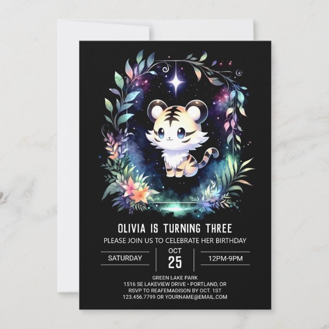 Invitation Anniversaire Majestic Boho Tiger (Devant)