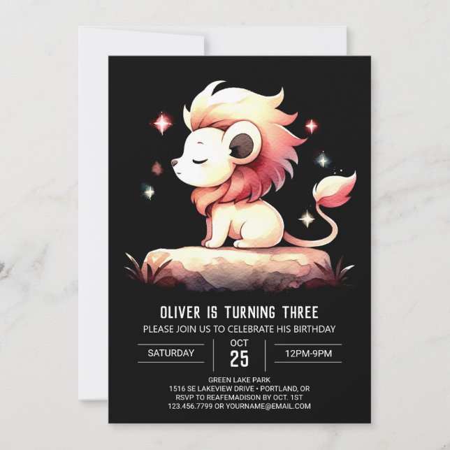 Invitation Anniversaire Majestic Custom Lion (Devant)