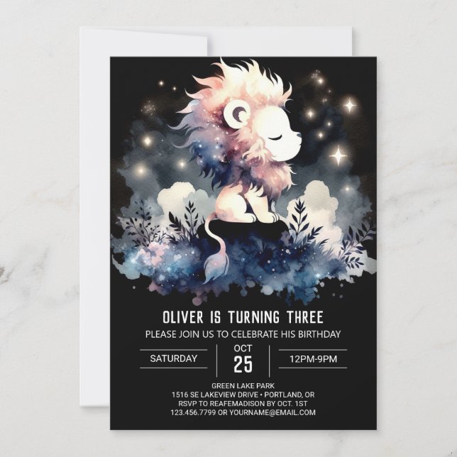 Invitation Anniversaire Majestic de Lion Enfants (Devant)