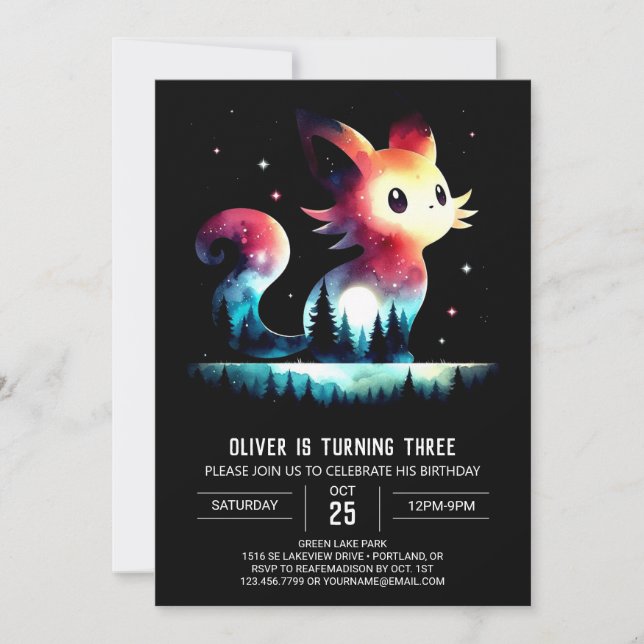 Invitation Anniversaire majestueux de Little Cat (Devant)