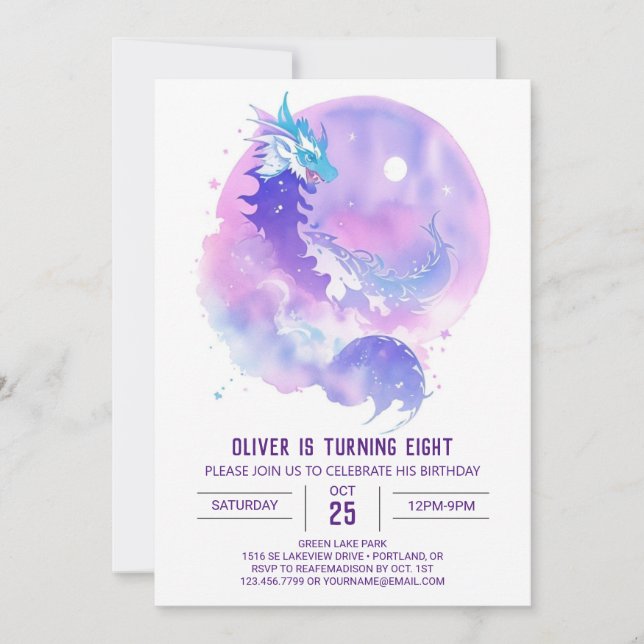 Invitation Anniversaire majestueux du dragon mythique (Devant)