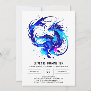 Invitation Anniversaire majestueux du dragon qui respire le f