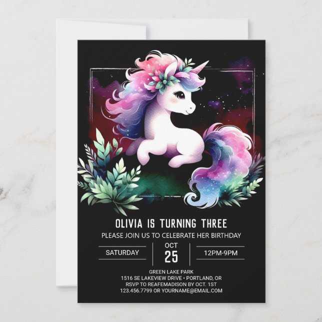 Invitation Anniversaire majestueux du Whimsical Horse (Devant)