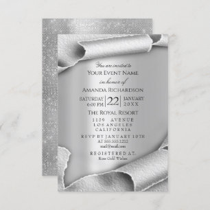 Invitation Anniversaire Mariage 3D gris argent