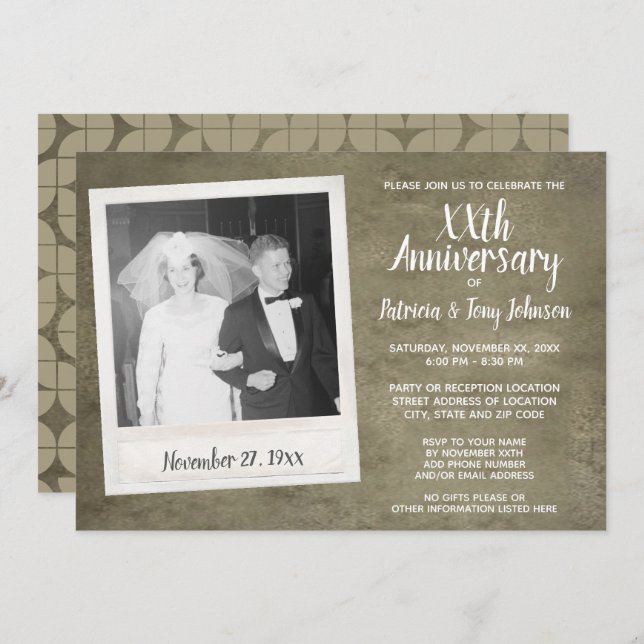 Invitation Anniversaire mariage avec photo Vintage - parchemi (Devant / Derrière)