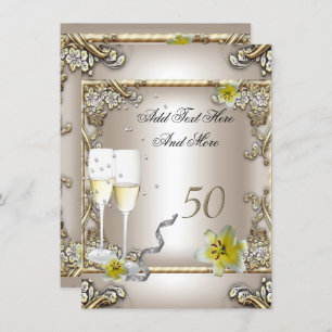 Invitation Anniversaire Mariage Cream Gold Lily Silver