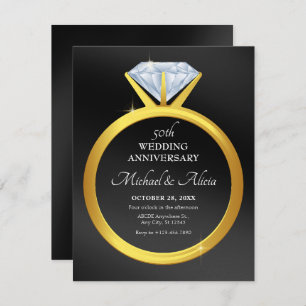Invitation Anniversaire mariage de bague en diamant simple mo