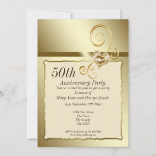 Invitation Anniversaire Mariage d'or Coeur