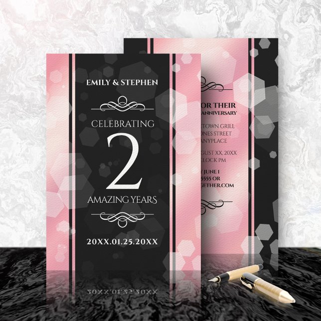 Invitation Anniversaire Mariage élégant du 2e Rose Quartz (Créateur téléchargé)