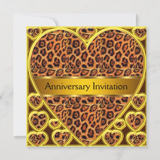 Invitation Anniversaire Mariage Léopard Art Déco (Devant)