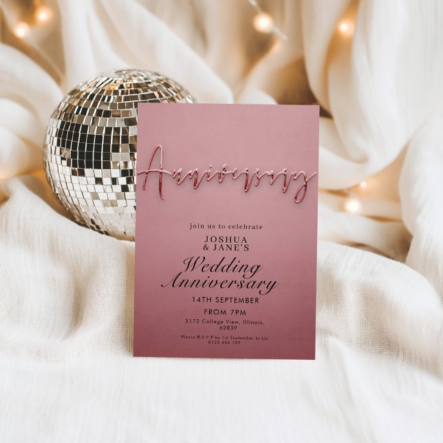 Invitation Anniversaire Mariage rose (Créateur téléchargé)