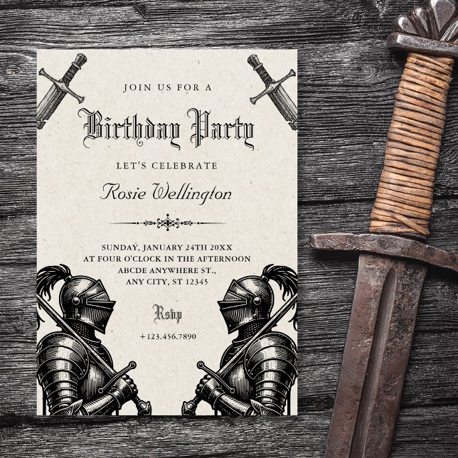 Invitation Anniversaire médiéval de chevaliers (Créateur téléchargé)