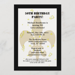 Invitation Anniversaire mignon de surprise d'or de noir de