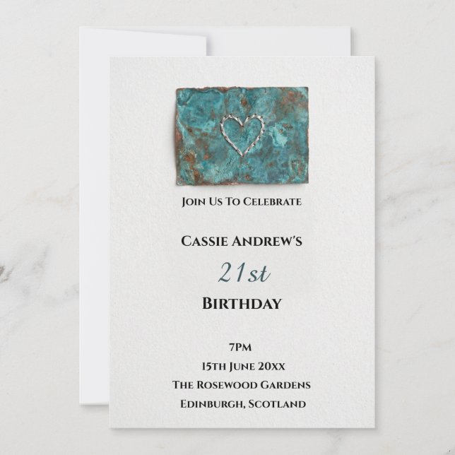 Invitation Anniversaire Milestone Aquarelle Sarcelle (Devant)
