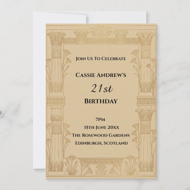 Invitation Anniversaire Milestone Art Déco Or (Devant)