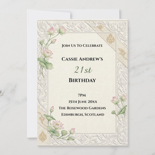 Invitation Anniversaire Milestone en Dentelle Beige (Devant)
