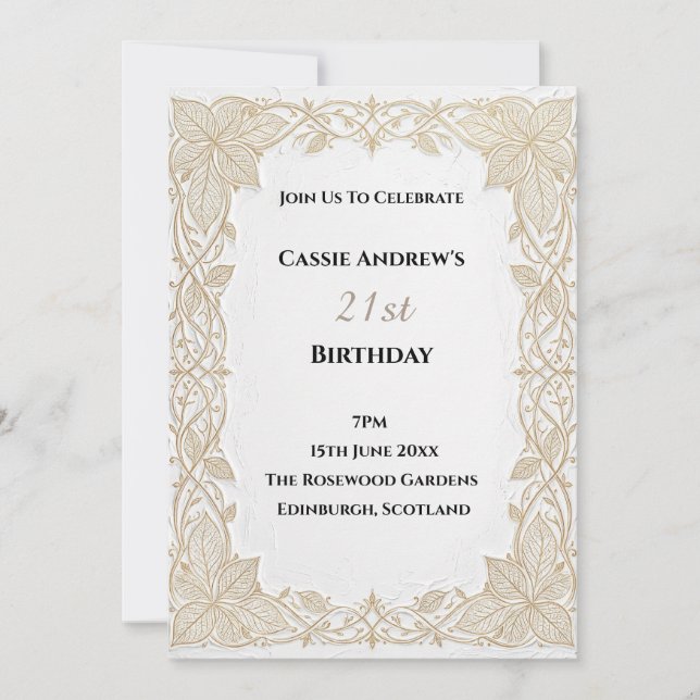 Invitation Anniversaire Milestone en Dentelle Beige (Devant)