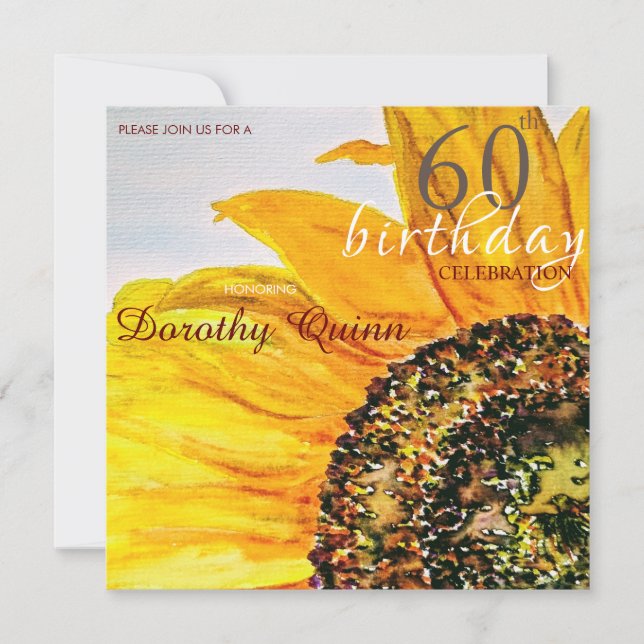 Invitation Anniversaire Milestone Tournesol Floral (Devant)