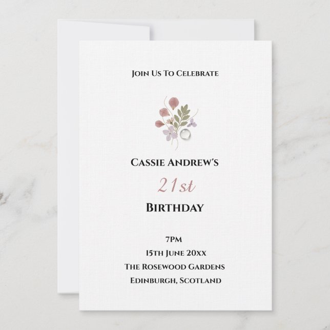 Invitation Anniversaire Minimal Blanc Étape (Devant)
