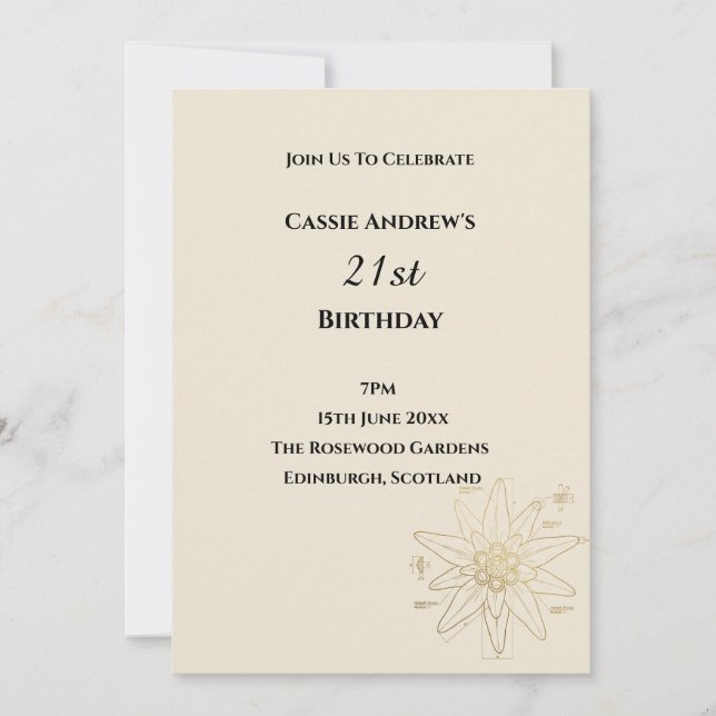 Invitation Anniversaire Minimal Daisy Étape Importante (Devant)