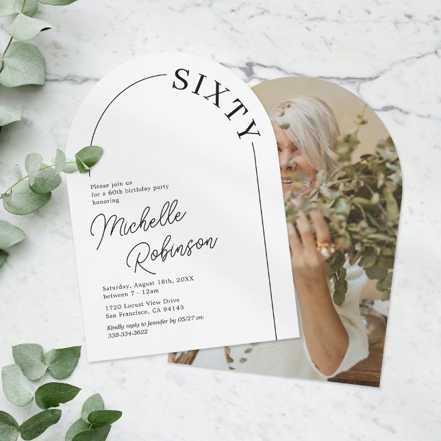 Invitation Anniversaire Minimaliste 60 Ans Adulte (Créateur téléchargé)