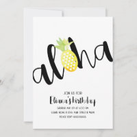 Invitation Anniversaire Minimaliste Aloha Hawaï Lu