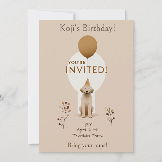 Invitation Anniversaire minimaliste du chien (Devant)